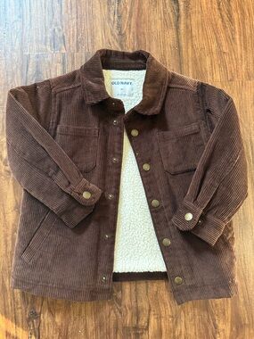 Old Navy Brown Corduroy Jacket with Cream Sherpa Lining